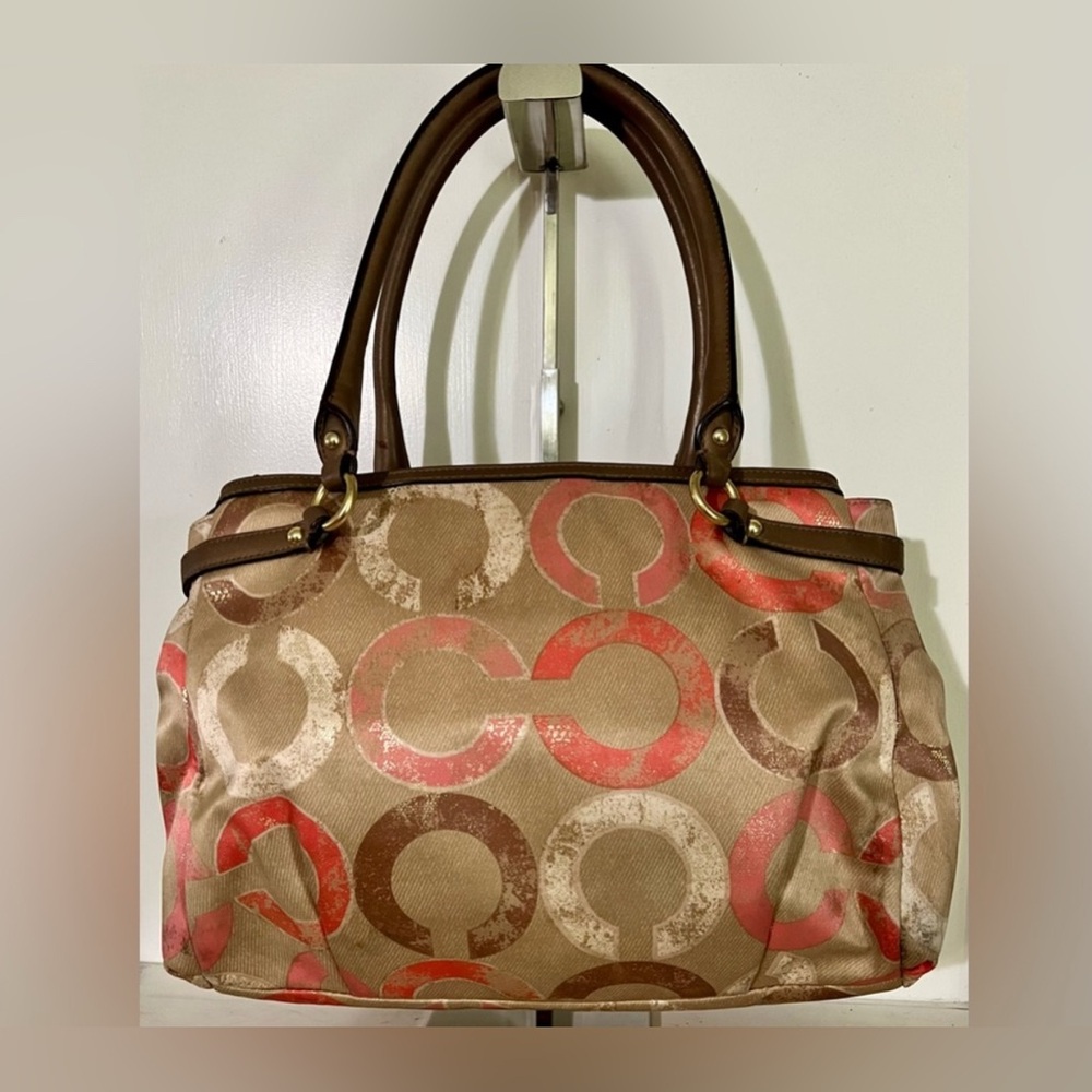 Coach Madison Signature Pink Op Art Carryall Satchel/Handbag - Picture 3 of 9